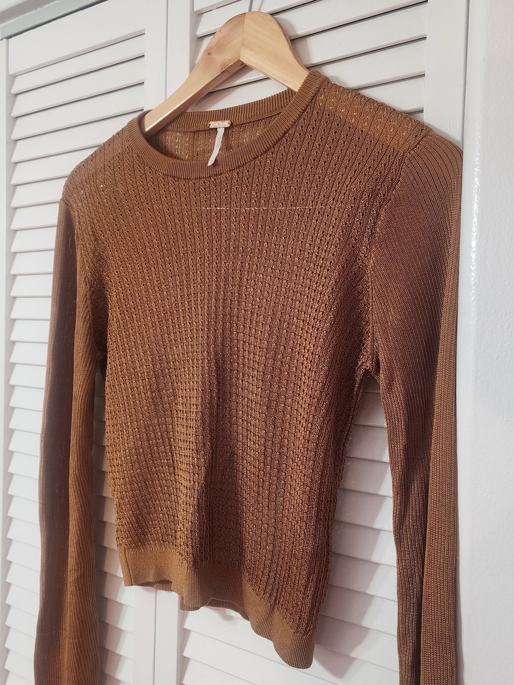 Free People Scoop Neck Lightweight Sweater- Camel /Brown